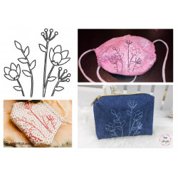 Stickdatei - Blumen Line Art